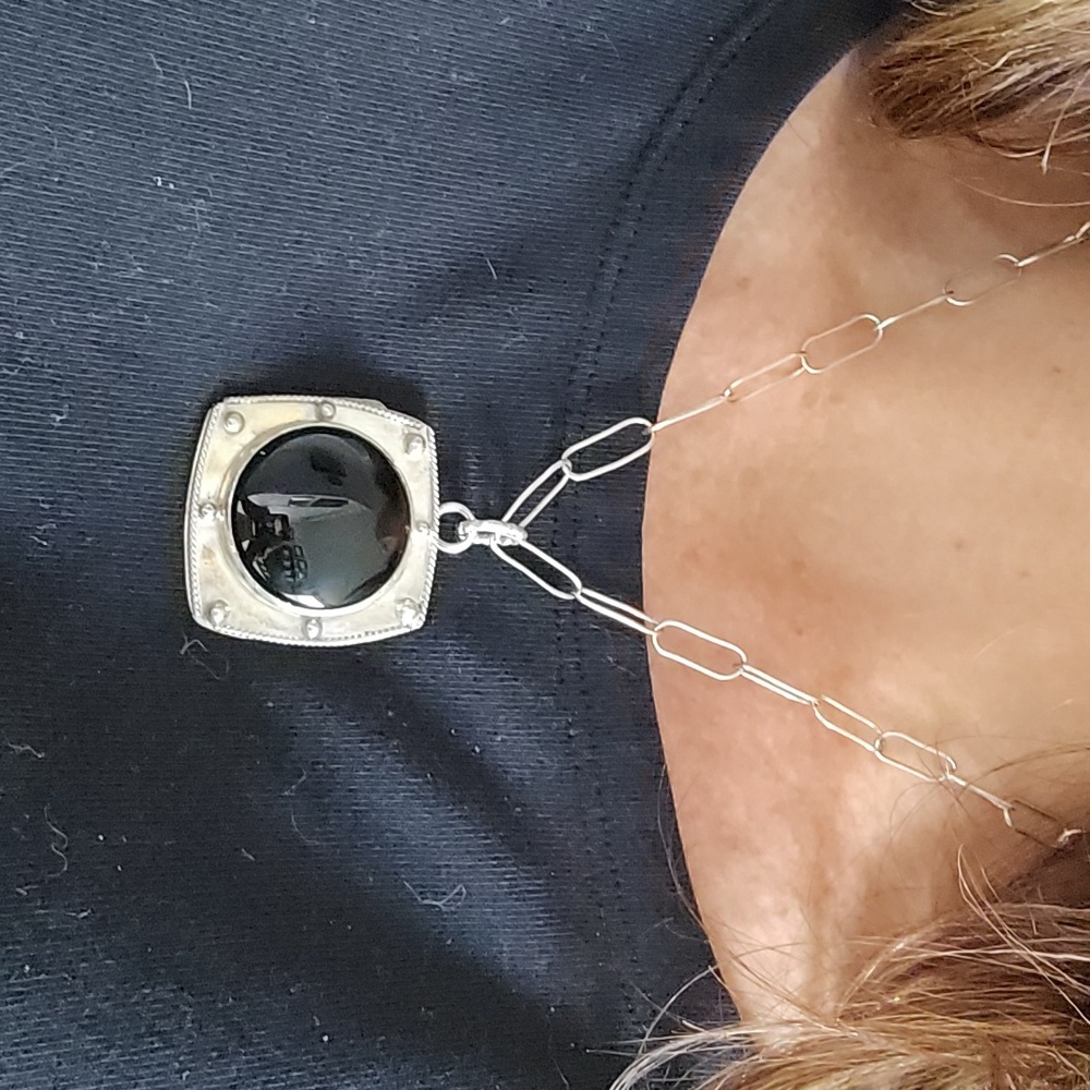 Black Onyx Necklace Sterling Silver Handmade